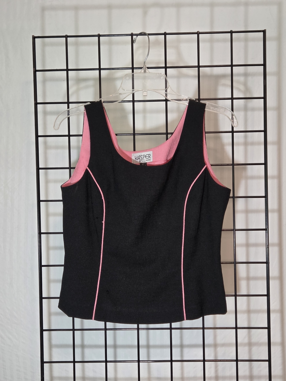 Kasper Black Tank Top with Pink Trim